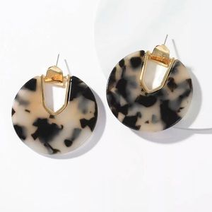 Anthropologie Gold Plated Tortoise Resin Cutout Dangle Earrings